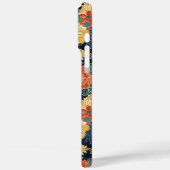 Japanse Blauwe Bloempatroon met Monogram Case-Mate iPhone Case (Achterkant / Links)