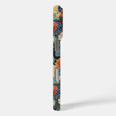Japanse Blauwe Bloempatroon met Monogram Case-Mate iPhone Case (Achterkant / Rechts)