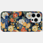Japanse Blauwe Bloempatroon Monogram Case-Mate iPhone Case (Achterkant (horizontaal))