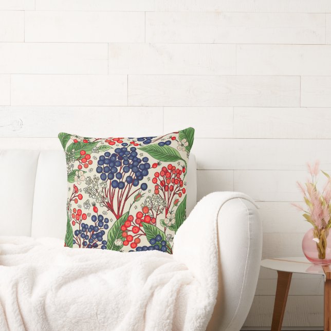 Japanse blauwe en rode bessen dubbelzijdig kussen (Bank)