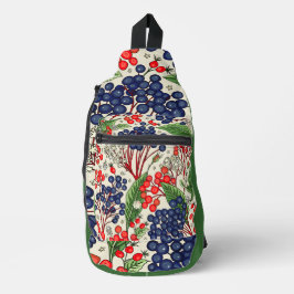 Japanse blauwe en rode bessen sling bag