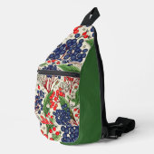 Japanse blauwe en rode bessen sling bag (Rechterhoek)