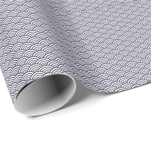 Japanse Blauwe Golven Seigaiha Zee Cadeaupapier (Rol Hoek)