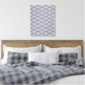 Japanse Blauwe Golven Seigaiha Zee Canvas Afdruk (Insitu (Slaapkamer))