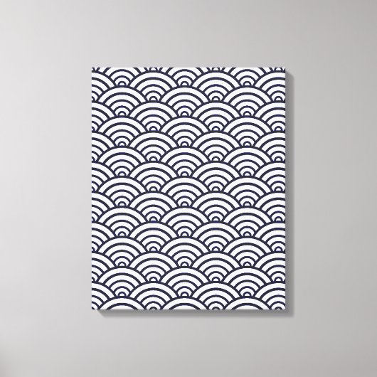 Japanse Blauwe Golven Seigaiha Zee Canvas Afdruk (Voorkant)