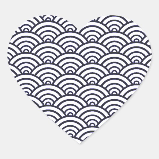 Japanse Blauwe Golven Seigaiha Zee Hart Sticker (Voorkant)