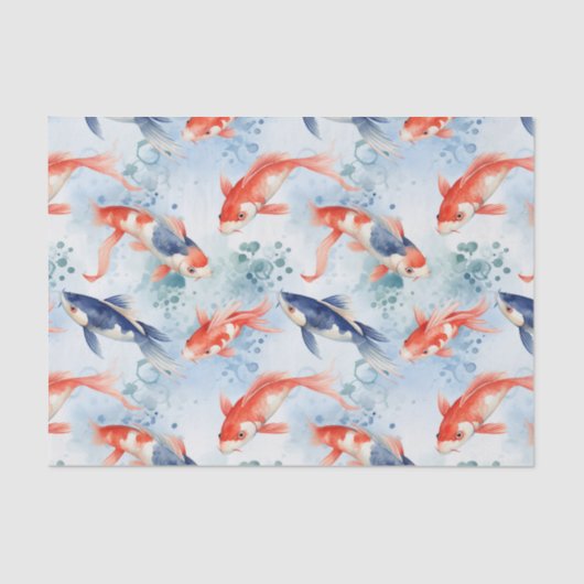 Japanse Blauwe Koi Vis Decoupage Tissuepapier (Voorkant)