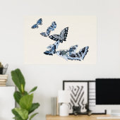 Japanse blauwe vlinder  ontwerpkunst ポ タ ー poster (Thuiskantoor)