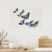 Japanse blauwe vlinder  ontwerpkunst ポ タ ー poster (Keuken)