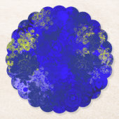 Japanse bloem blauwe patronen kartonnen onderzetters (Voorkant)
