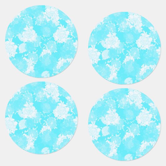 Japanse bloem blauwe patronen labels (Groep)