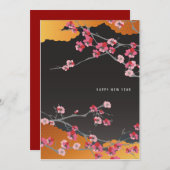 Japanse bloem feestdagenkaart (Voorkant / Achterkant)