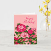 Japanse Bloem, Fuchsia en Coral Pink Kaart (Gele Bloem)