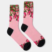 Japanse Bloem, Fuchsia en Coral Pink Sokken (Rechts)