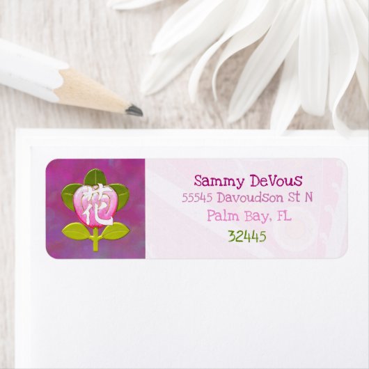 Japanse bloem gejuweld 2 etiket (Insitu)