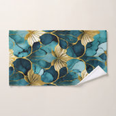 Japanse Bloem Teal Goud Bad Handdoek (Handdoek)
