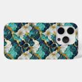 Japanse Bloem Teal Goud Case-Mate iPhone Case (Achterkant (horizontaal))