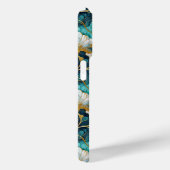 Japanse Bloem Teal Goud Case-Mate iPhone Case (Achterkant / Rechts)