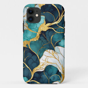 Japanse Bloem Teal Goud Case-Mate iPhone Case