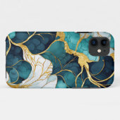 Japanse Bloem Teal Goud Case-Mate iPhone Case (Achterkant (horizontaal))