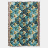 Japanse Bloem Teal Goud Deken (Voorkant Verticaal)