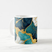 Japanse Bloem Teal Goud Koffiemok (Voorkant links)