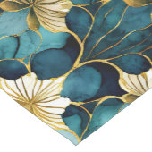 Japanse Bloem Teal Goud Korte Tafelloper (Hoek)