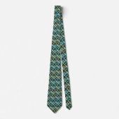 Japanse Bloem Teal Goud  Stropdas (Voorkant)