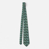 Japanse Bloem Teal Goud  Stropdas (Achterkant)