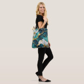 Japanse Bloem Teal Goud Tote Bag (Op model)