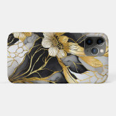 Japanse Bloem Zwart Goud Case-Mate iPhone Case (Achterkant (horizontaal))