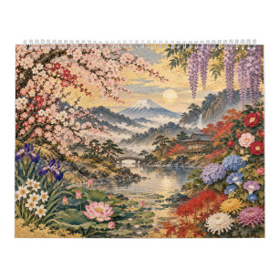 Japanse Bloemen 2027 Kalender Ukiyo-e Geïnspiree