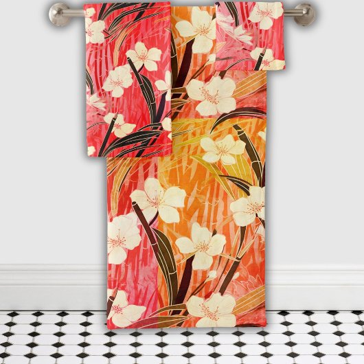 Japanse Bloemen Calm Sunset Cocktail Bad Handdoek