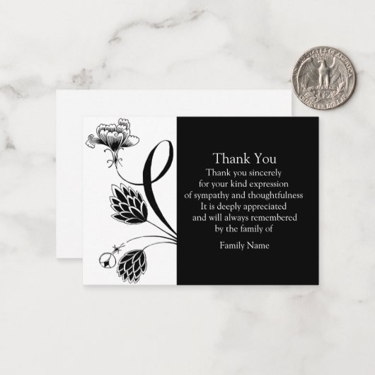 Japanse bloemen dank u kaarten notitiekaartje (Voorkant / Achterkant in situ)