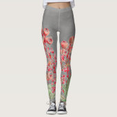 JAPANSE BLOEMEN IN ROZE EN GRIJZE LEGGINGS (Voorkant)