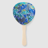 Japanse Bloemen Kersenbloesem Gold Blue Handwaaier (Voorkant)