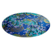 Japanse Bloemen Kersenbloesem Goud Blauw Glas Snijplank (Hoek)