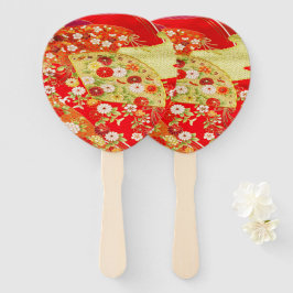 Japanse Bloemen Kersenbloesem Goud Rood Handwaaier