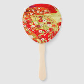 Japanse Bloemen Kersenbloesem Goud Rood Handwaaier (Achterkant)