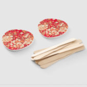 Japanse Bloemen Kersenbloesem Rood Goud Handwaaier (Niet-gemonteerd)