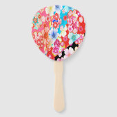 Japanse Bloemen Kersenbloesem Roze Blauw Rood Handwaaier (Voorkant)