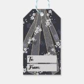 Japanse Bloemen Kimono Patroon Denim Cadeaulabel (Achterkant)