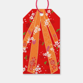 Japanse Bloemen Kimono Patroon Spring Cadeaulabel