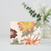  Japanse bloemen Oranje rode bloemen Briefkaart (Staand voorkant)
