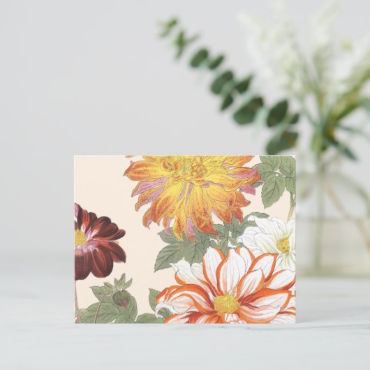  Japanse bloemen Oranje rode bloemen Briefkaart (Staand voorkant)