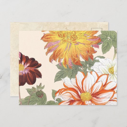  Japanse bloemen Oranje rode bloemen Briefkaart (Voorkant / Achterkant)