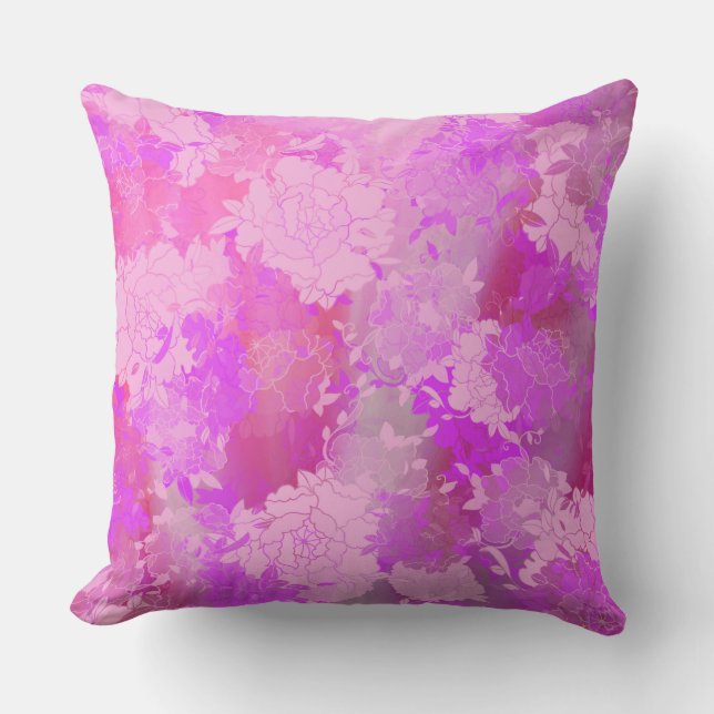 Japanse bloemen roze patronen kussen (Voorkant)
