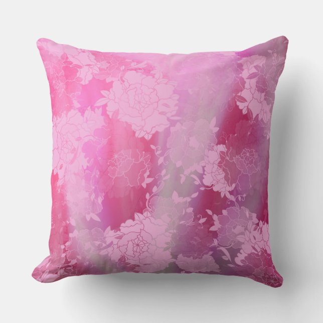 Japanse bloemen roze patronen kussen (Voorkant)