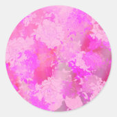 Japanse bloemen roze patronen ronde sticker (Voorkant)