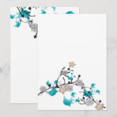 Japanse bloemen Uitnodiging (Voorkant / Achterkant)